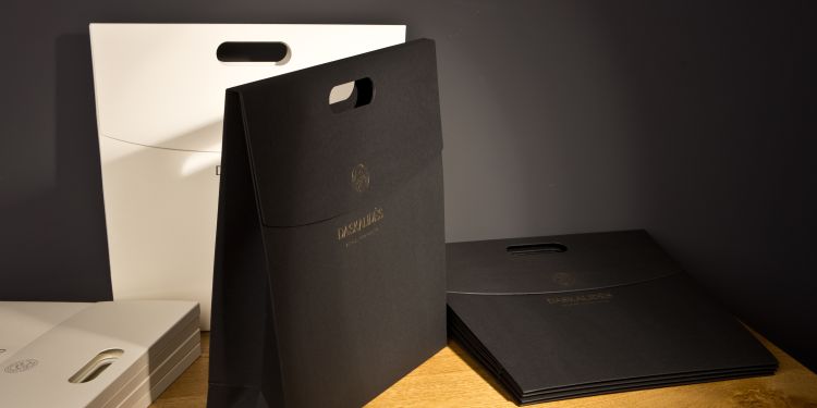 Chocolate and champagne gift bag daskalides 6 bold flap paper bag design