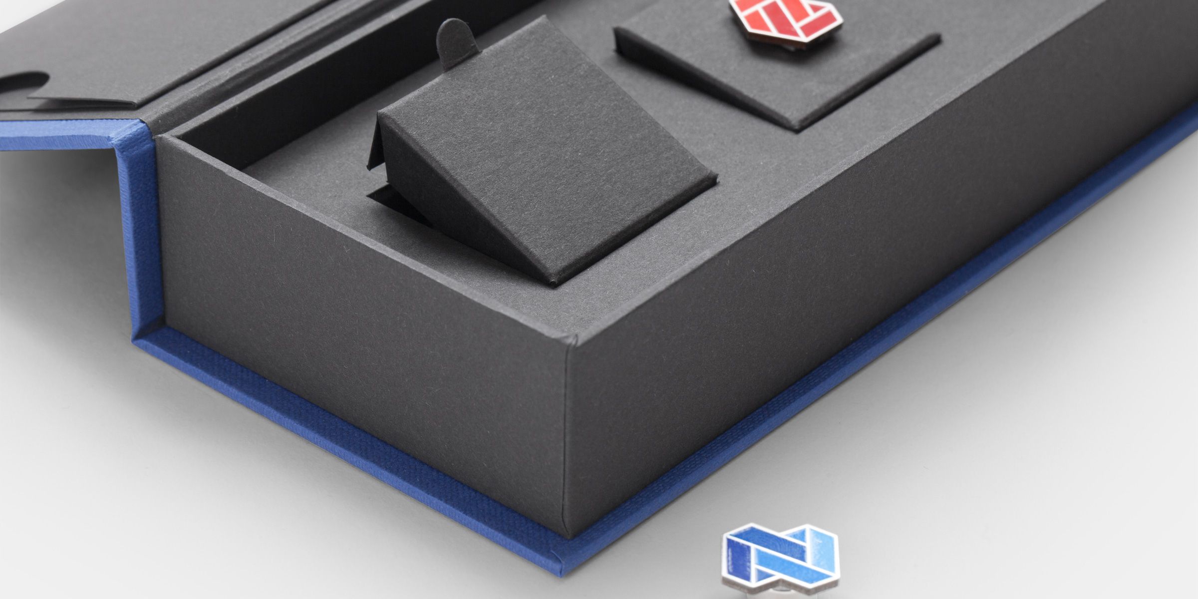 Magnetic-gift-box-with-custom-insert-for-badges-Nexo-07 design packaging company nPack - keepsake box design